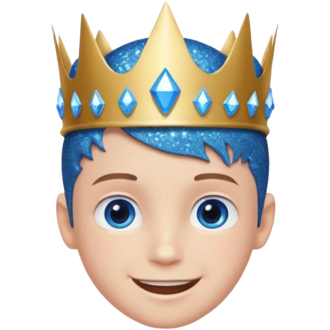 blue Boy glitter crown smile emoji