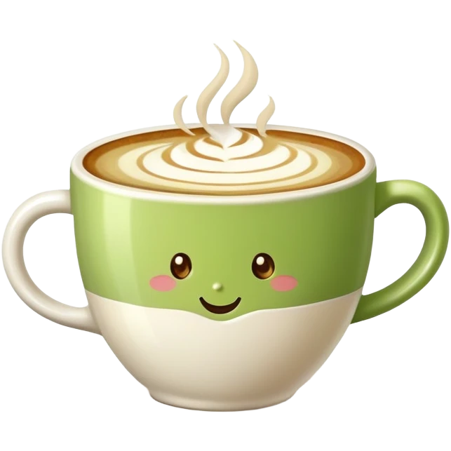 pistachio latte with latte art emoji