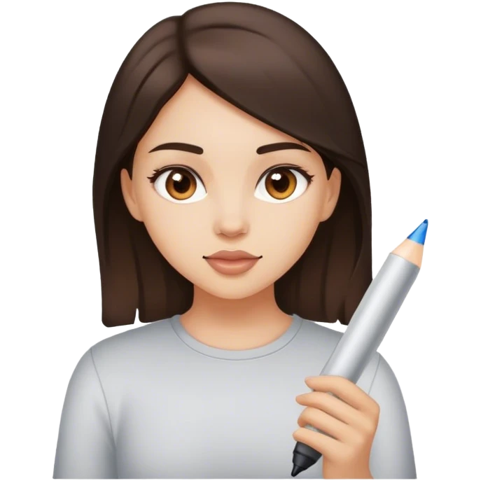 Brunette girl drawing emoji