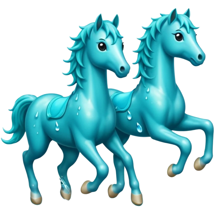 Water Horses run With drops The color is turquoise  emoji
