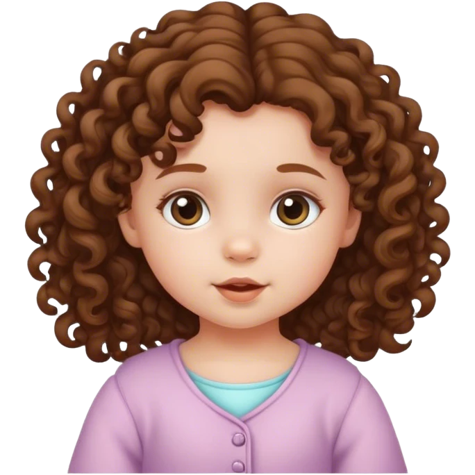 European baby girl curly brown hair emoji