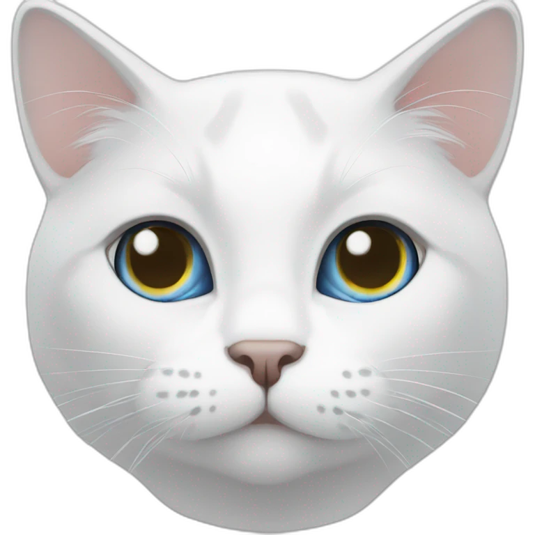 White cat, a little gray, azure eyes emoji