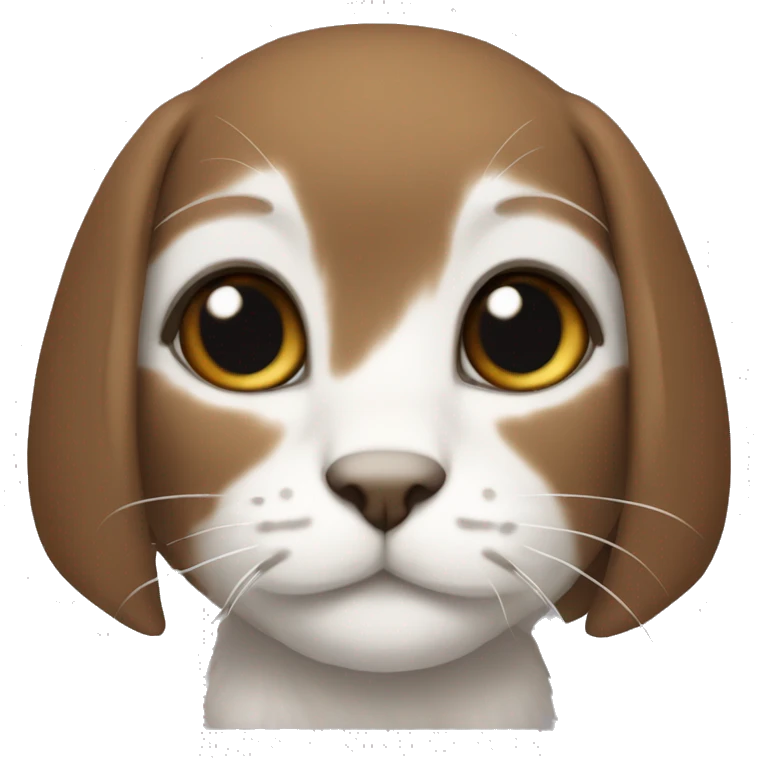 The lop-eared cat is brown with a white chest emoji