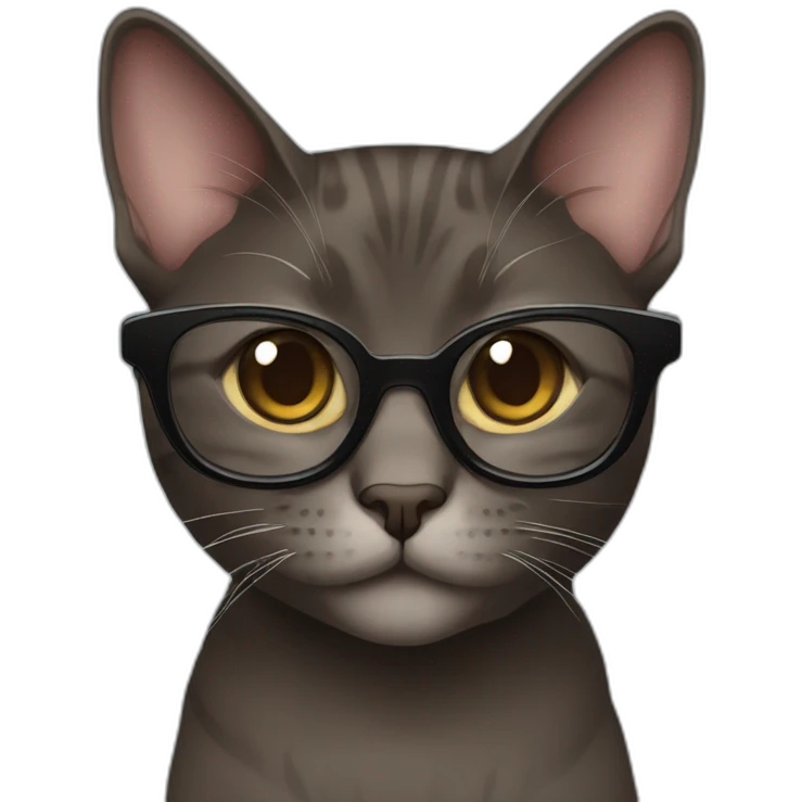 wenge domestic shorthair cat with glasses emoji