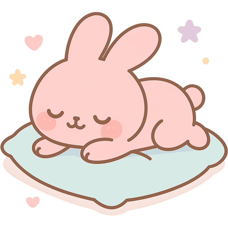 pink bunny sleeping on pillow emoji