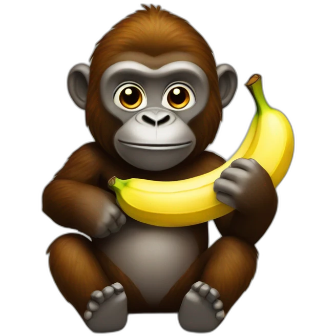 brown funny  Gorilla with banana emoji