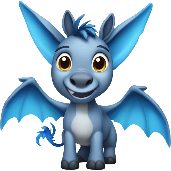 cute Donkey with blue dragon wings emoji