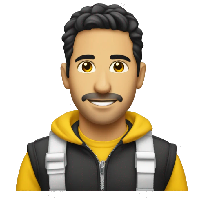 Please create an emoji with the text "Agus Rendon". The plane colors are yellow and black. emoji