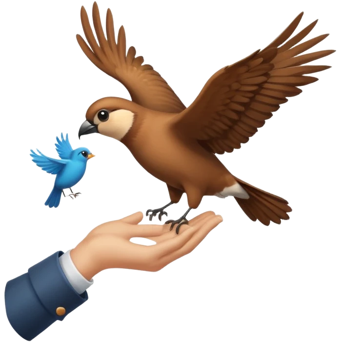 Flying bird above  hand emoji