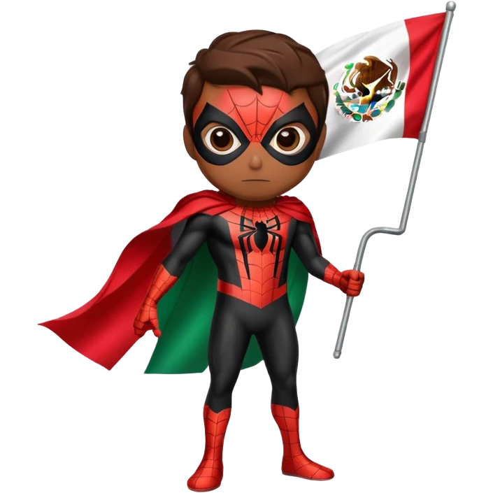 Spider-Man with a Mexican flag wrapped around him emoji
