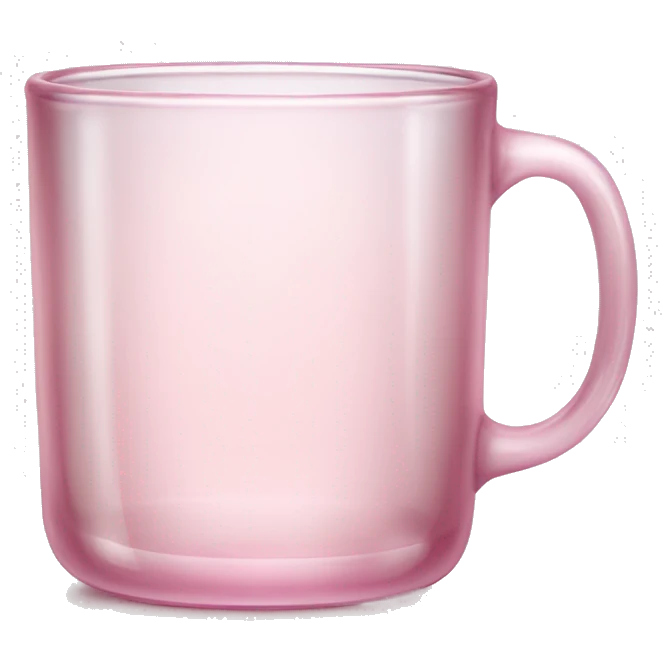 Light pink transparent glass mug realistic emoji