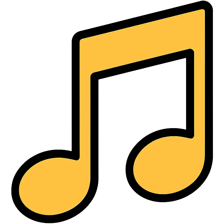 gold and black outlined icon for Music emoji