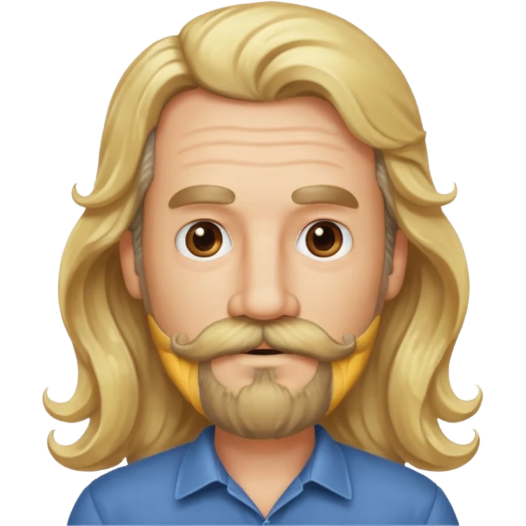 MID AGE MAN WITH LONG BLOND WAVY HAIR, MOUSTACH AND BEARD emoji