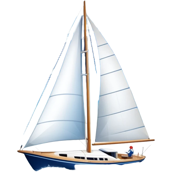 An icon featuring a sleek sailboat with billowing sails cutting through the waves. The design includes the boat's mast, a wind-filled sail, and water splashes, symbolizing the thrill and skill of sailing. Transparent background highlights the elegance and power of wind-driven sports. emoji