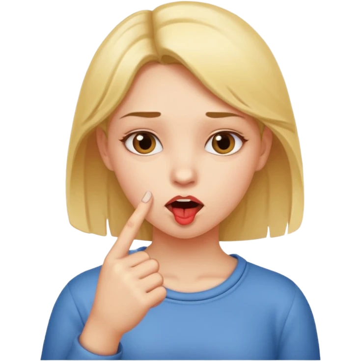 Una chica que tenga una cara y que se muerda el dedo índice  emoji