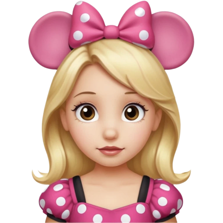 Little girl Hazel  eyes blonde hair Minnie mouse ears emoji