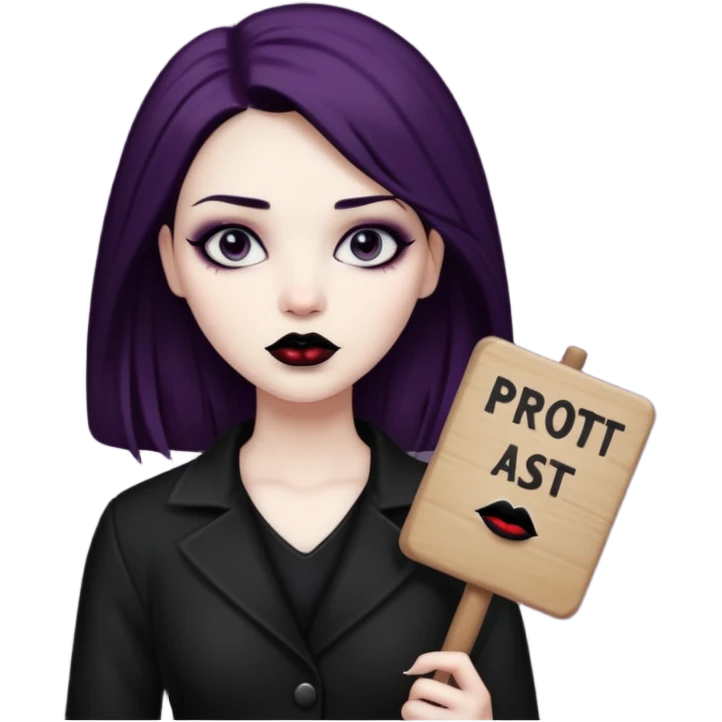 goth woman with protest sign emoji