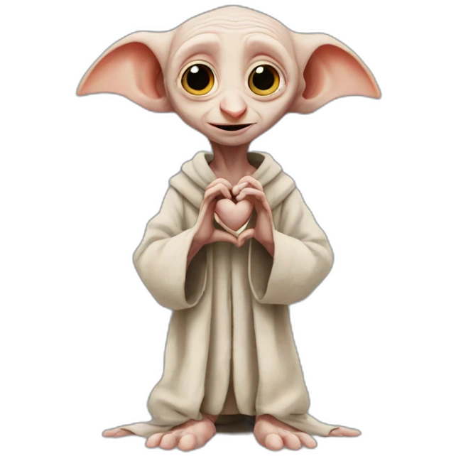 dobby making a heart with his hands emoji