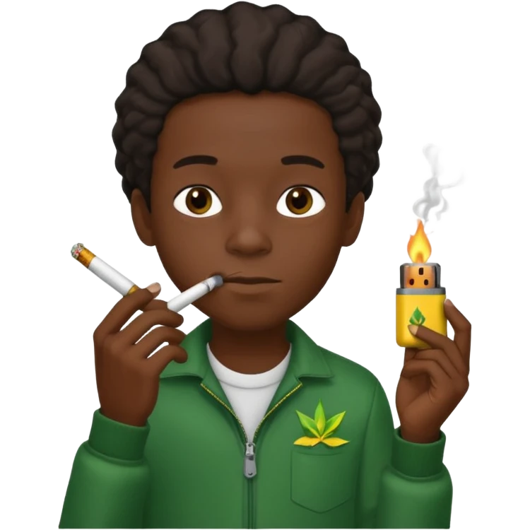 Jamaican boy smoking with lighter emoji