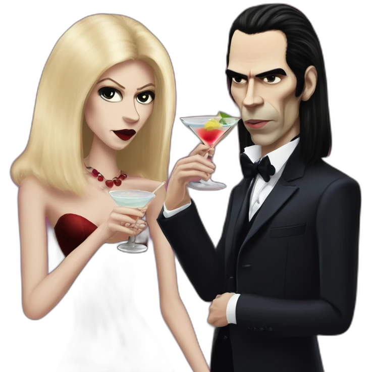 blonde vampire wife and nick cave drinking martinis emoji