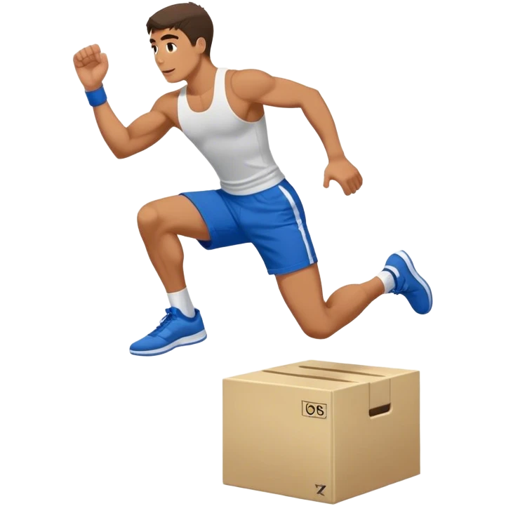 man in blue shorts box-jump exercise side-view emoji