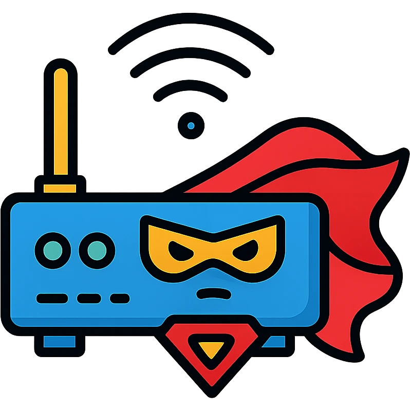 A heroic router representing the reliability and strength of internet connectivity emoji