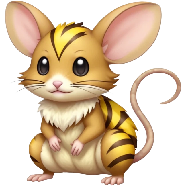 anime-style cute chibi Electric-elemental-type brown jerboa-Pokémon-Fakémon-animal-creature with yellow zig-zag-stripes emoji