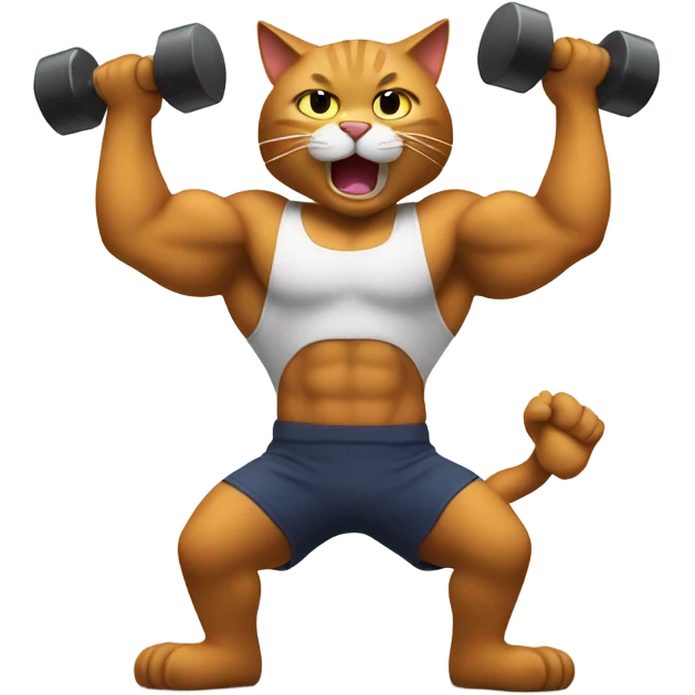 Cat lifting weights emoji