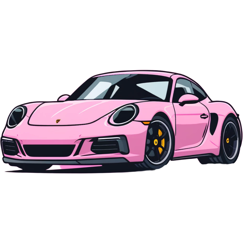 full view of a pink porsche sports car emoji