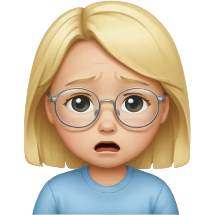 blond baby girl crying with glasses emoji