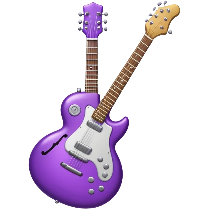 a purple Christmas ornament with a guitar emoji