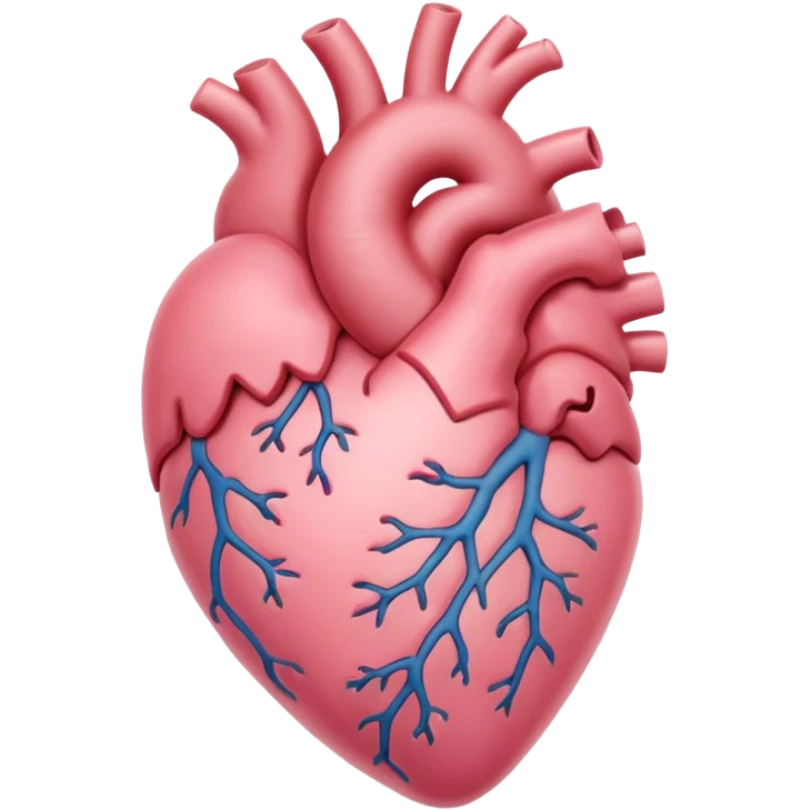 Anatomical heart, very soft pastel pink, light, iOS emoji style, variation 2 emoji