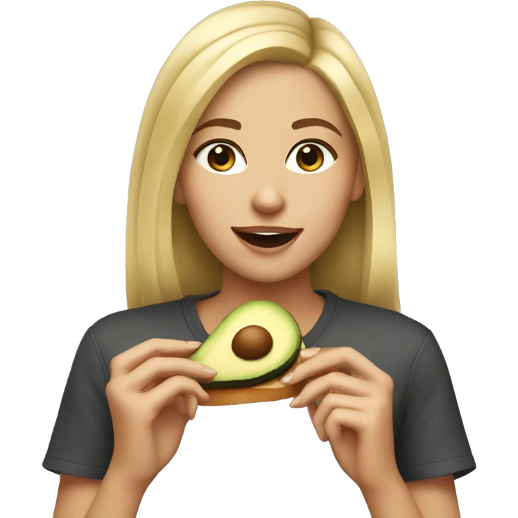 Blonde girl eating avocado toast emoji