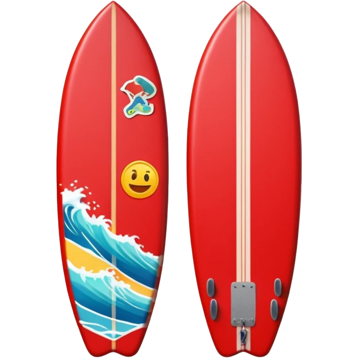1 Red Surfboard with Stickers emoji