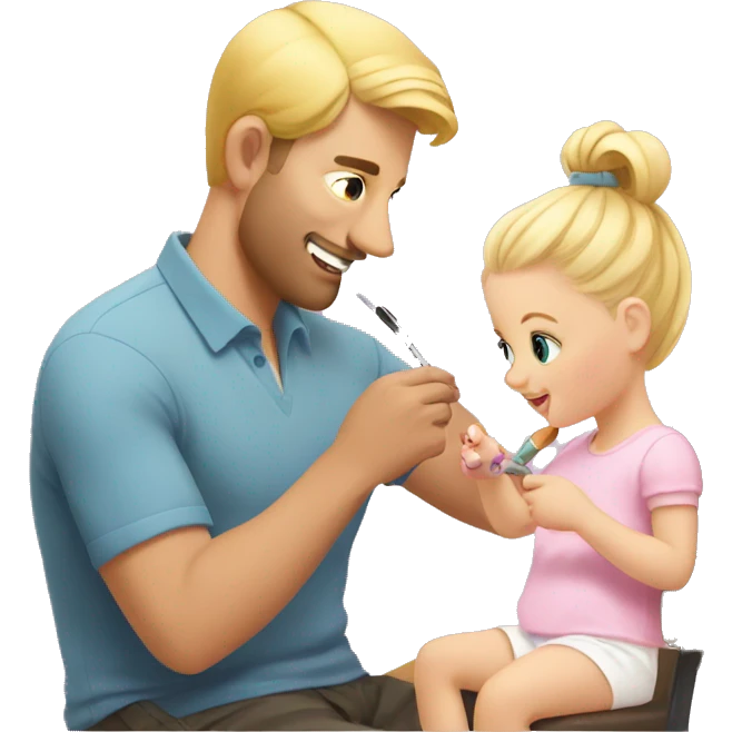 blonde babydaughter gives blonde dad a manicure emoji