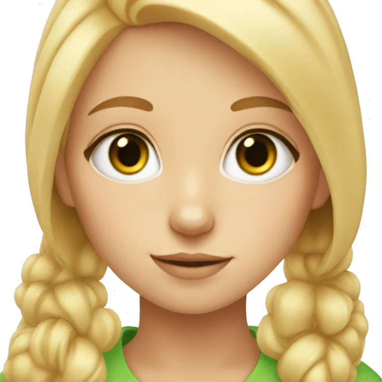Blonde hair Girl with green eyes and orange cat emoji
