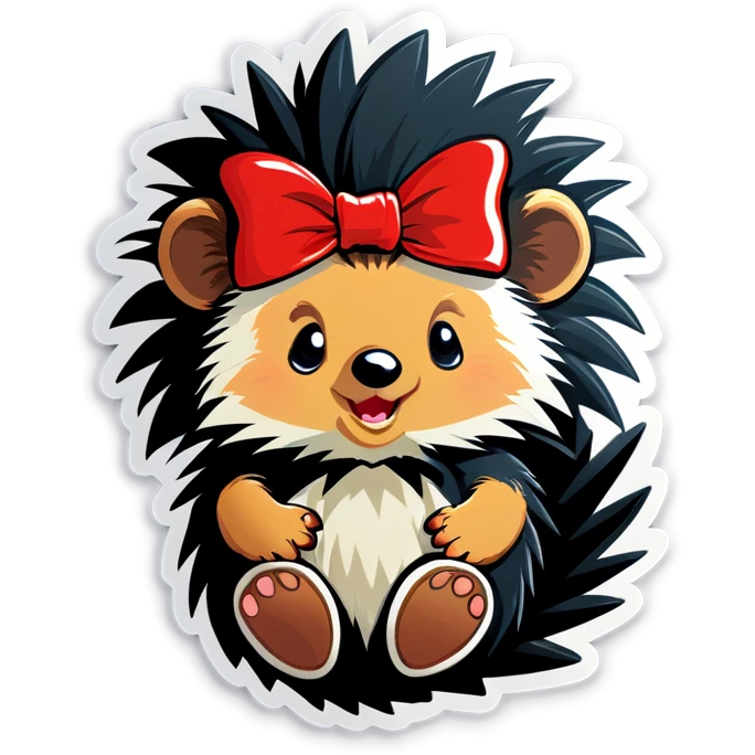 Baby Porcupine with bow emoji