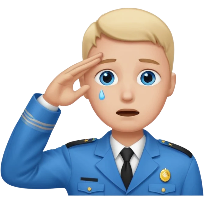 Chef saluting while crying blue eyes emoji