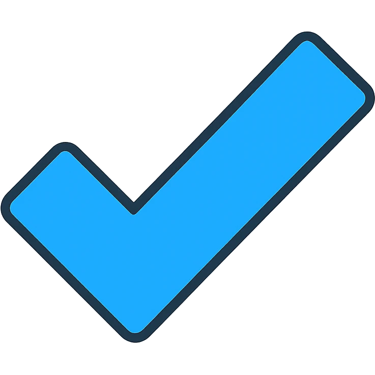blue tick, simple, clean, modern icon emoji