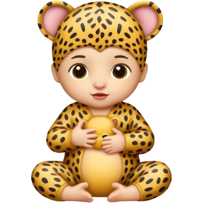 human baby with leopard patterned clothes emoji