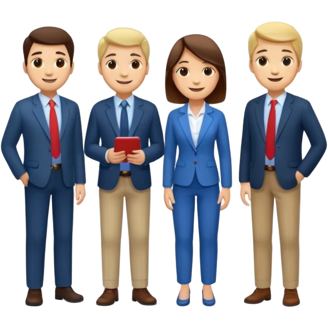 a group of employees gathered around a water cooler, smiling and chatting emoji