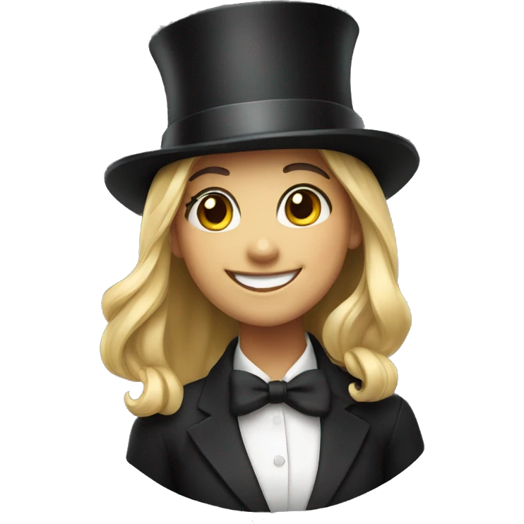 smiling girl in top hat emoji