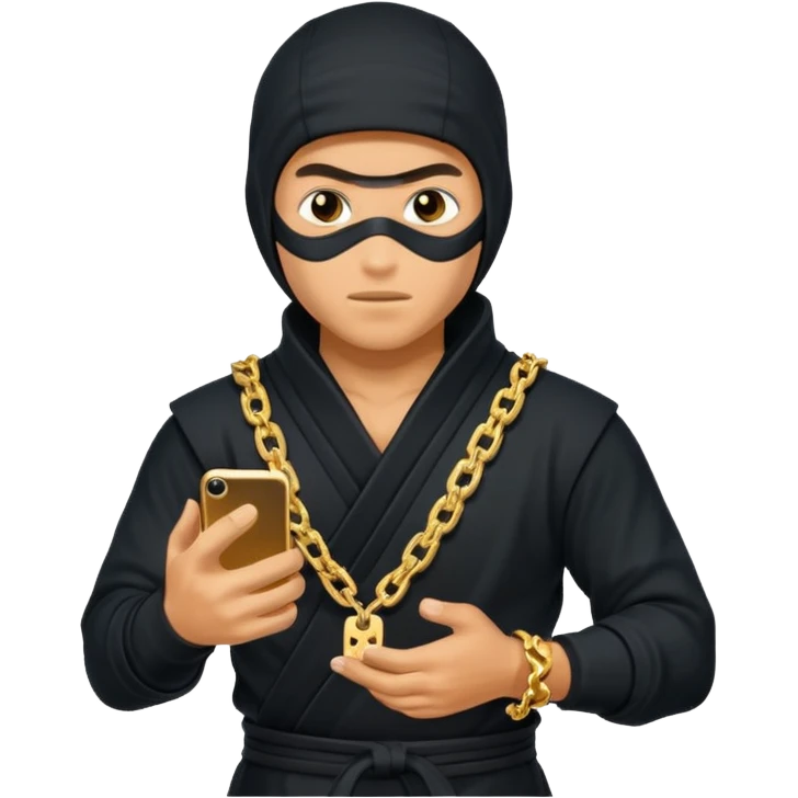 Ninja gold chain on his phone emoji