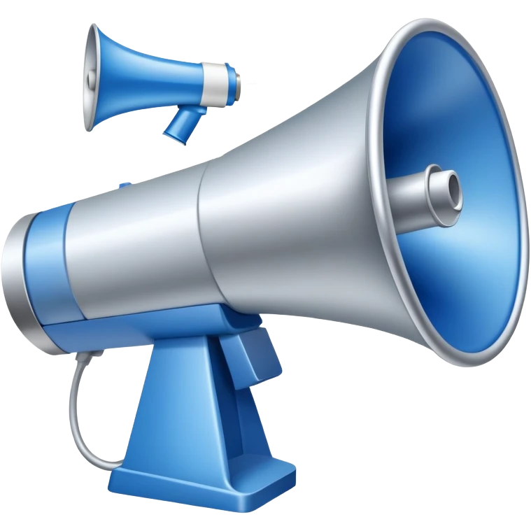 An icon featuring a megaphone, a press release, and a social media icon, symbolizing advertising and public relations. The design includes a billboard and communication network lines, representing brand promotion and media outreach. Transparent background highlights the power of communication. emoji