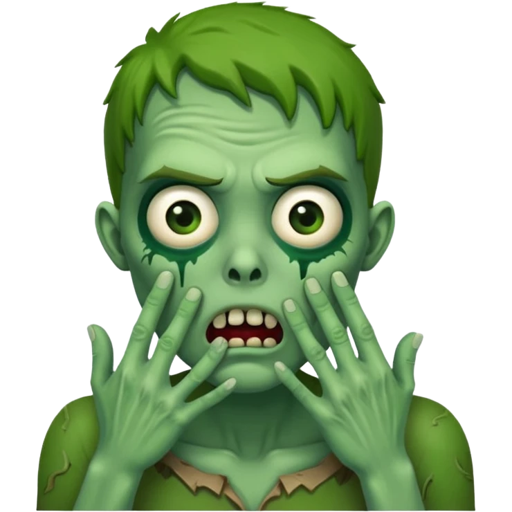 suprised zombie, hands on cheeks emoji