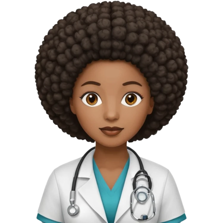single black female doctor with afro hairstyle emoji