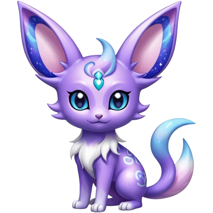 Shiny Exotic Cute Adorable Majestic Ethereal Sparkly Espeon-Meowstic-Hybrid-Creature with pattern-markings emoji