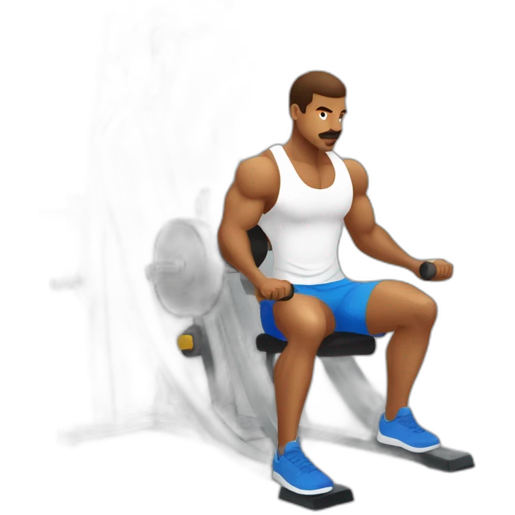Men training legs at  Work out room with the legpress emoji