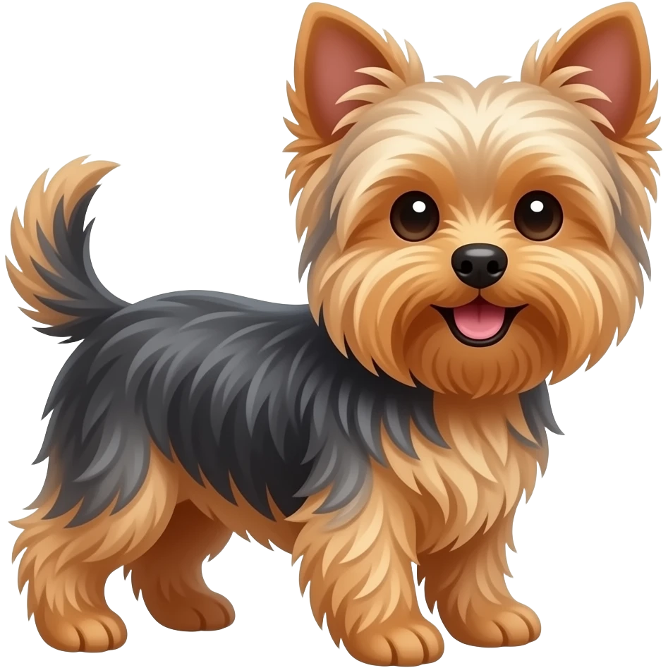 Happy Yorkie dog  long tail   long ears emoji