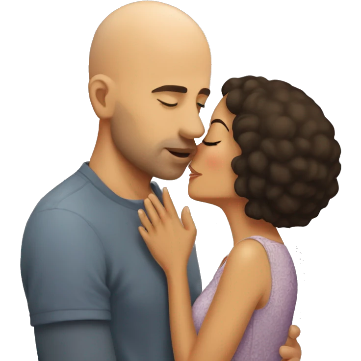 Short hair bald guy kissing Latin woman  emoji
